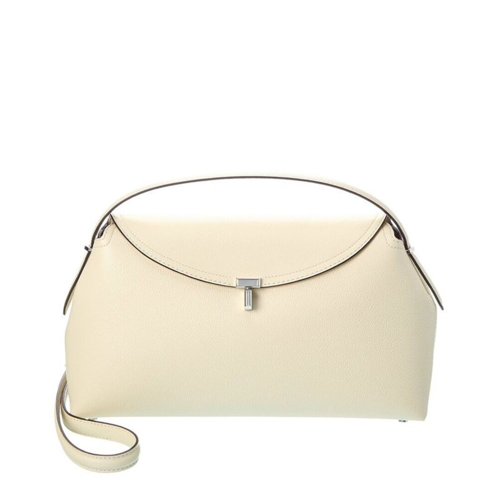 Toteme T-Lock Leather Shoulder Bag, White
